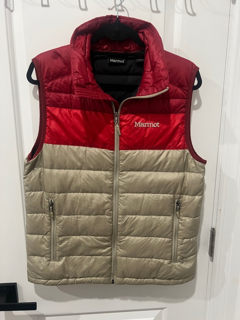 Marmot Red and Tan Quilted Down Vest